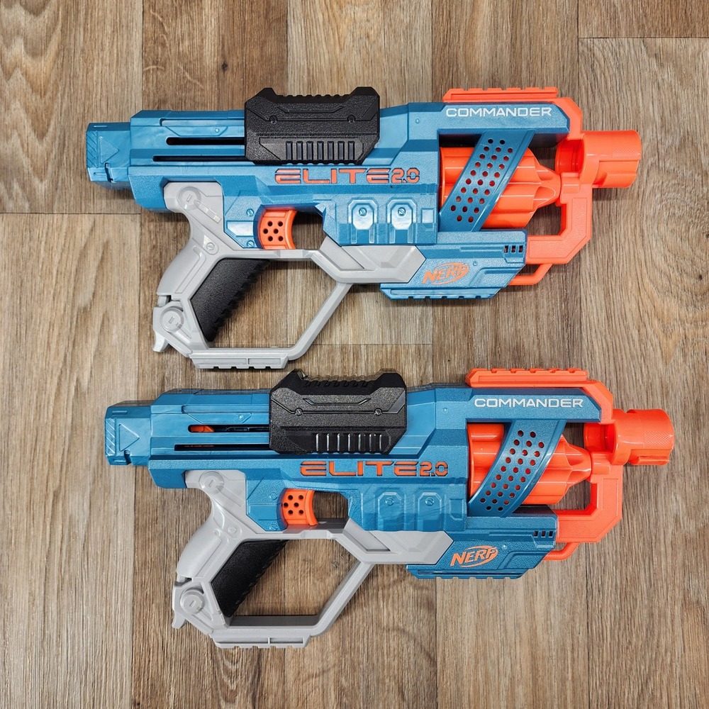 Nerf Elite 2.0 Commander RD-6 Blaster Lot of 2 Blue Orange E9485 RD6 Toy‎ Guns